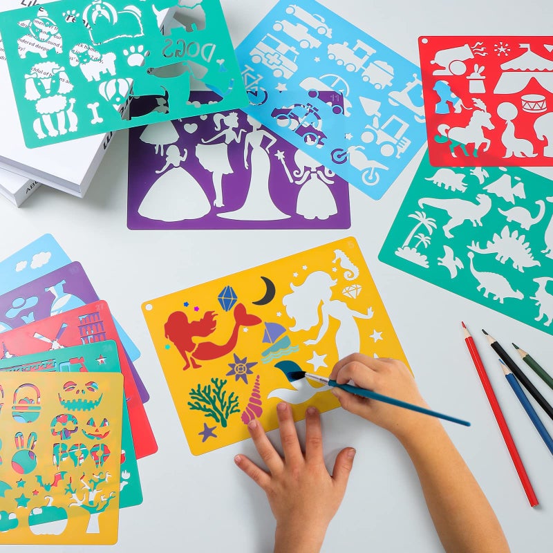Kaemi مجموعة استنسل رسم بلاستيكية مكونة من 40 قطعة من Kaemi استنسل للأطفال مع أكثر من 400+ أنماط مختلفة هي هدية للأولاد والبنات - Image 5